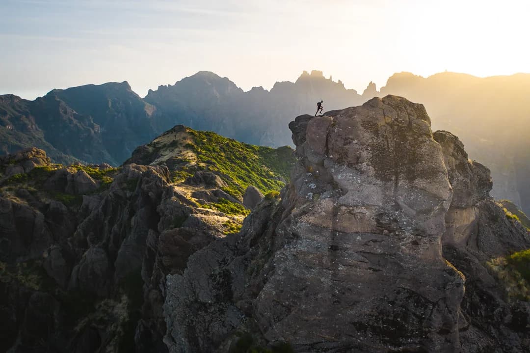 Rocky summit landscape of Pico Grande in Madeira