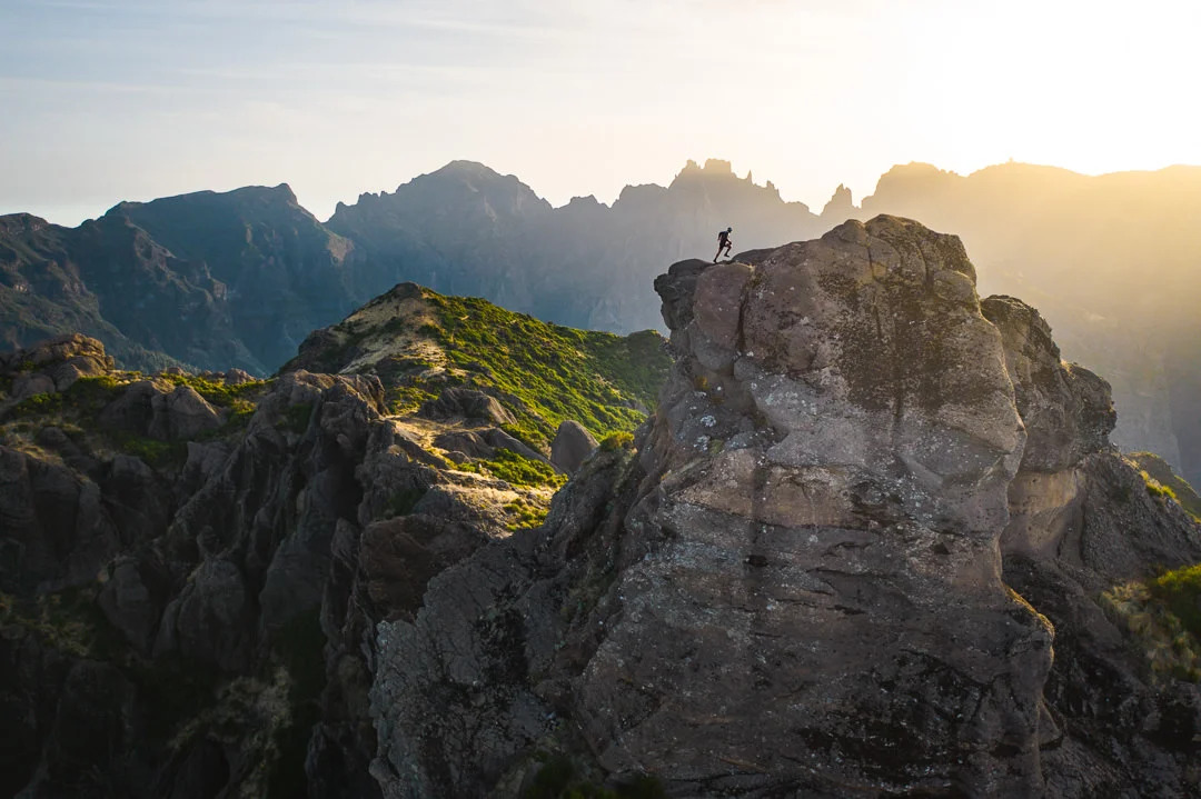 Rocky summit landscape of Pico Grande in Madeira